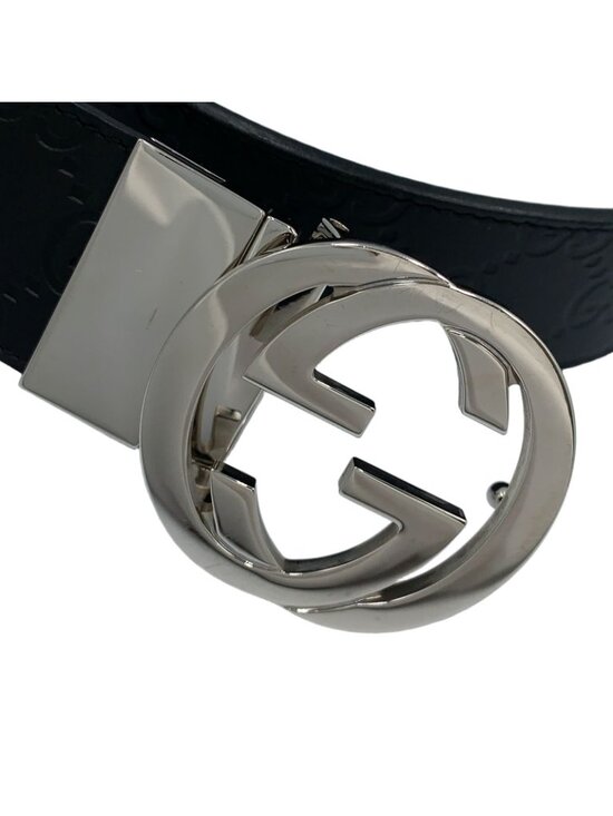 Gucci Interlocking Reversible Leather Brown Black Belt Silver main image 8